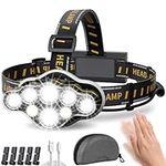 KIDECCE Headlamp,Super Bright 18000 Lumen 6 LED Work Headlight with Red Warning Light 8 Modes Rechargeable Waterproof Flashlight,Headlights for Cycling Hunting Fishing Climbing Running Outdoor