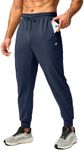 Pudolla Men's Fleece Lined Joggers Sweatpants with Zipper Pockets Winter Warm Pants for Men Running Workout Gym Athletic(Navy X-Small)