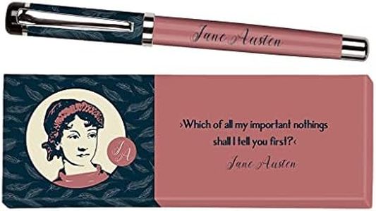 moses. 83356 libri_x Penna roller Jane Austen, penna a sfera in metallo con mina blu, stampata con citazione di Jane Austen, in confezione regalo, 1 pezzo (confezione da 1)
