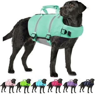 AOFITEE Dog Life Jacket Large, XL Dog Life Vest for Swimming, XL Dogs Swim Vest, High Buoyancy Pet Float Life Preserver with Back Zip and Rescue Handle, Adjustable Dogs Swimming Vest for Large Dogs