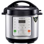 Blueberry’s Electric Pressure Cooker 4 Litres Stainless Steel 7-in-1 Electric Pressure Cooker, Outer Lid, Slow Cooker, Rice Cooker, Steamer, Sauté, Yogurt Maker, Warmer