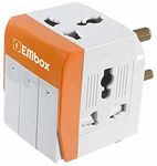 EMBOX 3 Pin Multi Plug Socket-Universal Travel Adapter with Individual Switch Safety Shutter LED Indicator-3 Way Plug Extension for Home Office Travel-5A-250V (Orange)