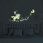DANUDON Glow in The Dark Fairy Wall Decals, Luminous Fairies Wall Stickers Bedroom Ceiling Decoration, Horse and Star Room Decor for Girls Kids Princess