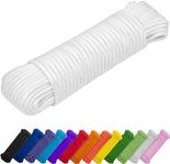 TECEUM Rope – 90 Feet x 3/8 Inch (10mm) – White – Strong All-Purpose Utility Rope – Camping, Crafting, Flag Pole, Indoor & Outdoor – Polypropylene Nylon Poly Lightweight Diamond Braided Cord