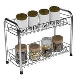 Planet Stainless Steel 2 Tier Foldable Spice Rack/Standing Shelf/Multipurpose Storage Organizer for Kitchen – (Chrome)