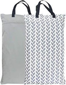 wegreeco Reusable Hanging Wet Dry Cloth Diaper Bag (Grey Leaf, Grey)