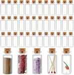 Gerrii 100 Pcs Mini Glass Jars Tiny Bottle Small Transparent Jar with Wood Cork Stopper Wishing Bottle Spell Potion Jar Halloween Decor Sand Art Message Bottle for Wedding DIY Craft Favor(30ml)