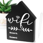 Large Wifi Password Sign for Home, WiFi Sign for Guest Room Wooden Freestanding Table Wifi Sign with Board Erasable Pen Wooden Table Wifi Sign for House Business Table Centerpieces Decoration