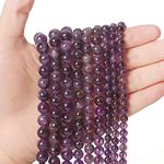 60pcs 6mm Natural Stone Beads Amethyst Beads Energy Crystal Healing Power Gemstone for Jewelry Making, DIY Bracelet Necklace