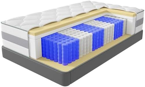 INMOKO Matelas140x200 cm, Matelas à Ressorts ensachés, Hauteur de 25 cm, Soutien en 7 Zones, Design Ergonomique,Durable, réversible, fermeté Moyenne (H3/H4)