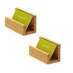 Enyuwlcm Bamboo Wood Desktop Business Card Holder Display for Desk Sturdy Business Card Stand for Office Tabletop Counter Organizer 2 Pack