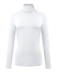 Urban CoCo Women's Turtleneck Slim Fitted Long Sleeve Sweatshirt Active Base Layer Tops Shirts (XL, White)