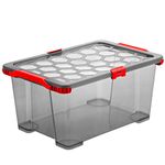 Rotho, Evo Total Protection, storage box 44 l with lid, Plastic (PP) BPA anthracite/red, 44l (59,0 x 39,5 x 28,0 cm)