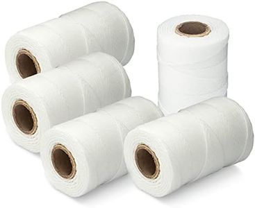 9-Ply Waxed Twine 160 LBS Tensile Strength (5-pack) 500 Feet 8oz per spool | 100% Polyester | White Cable Tie Down Wax Lacing Cord | USA Made
