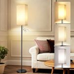 FUNNYBEHOM Floor Lamp, 3 Color Temperature Floor Lamp for Living Room, 9W Dimmable Tall Standing Lamps for Living Room, Bedroom, Office, Reading, Black, (LED Bulb Included)