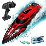 Levhorzn 2.4GHz Remote Control Boat, 22+ MPH RC Jet Boats, for Adults Kids Enthusiasts, Fast Speed Racing Boat for Lake, River, Pool (Red)