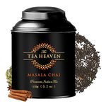 The Tea Heaven|Tea Gift-Masala Chai Whole Leaf Tea 150 Grams 50 Cups|Ginger Cardamom Cinnamon Cloves Star Anise Black Pepper|Double Lid Moisture Proof Container (Black Moisture Proof Container)