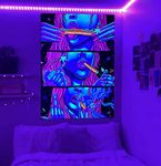 Trippy Tapestry Blacklight Tapestry Weed Tapestry for Stoner Wall Tapestry for Bedroom Room Accessories Cannabis Accessories Weed Smoking Accessories Trippy Room Decor Weed Accessories Posters 48”x36”