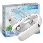 One94Store Portable Bladeless Hanging Neck Fan – 12 Air Outlets, 2400mAh Rechargeable Battery, USB Powered, 5-Speed Hands-Free Cooling Fan, Up to 6 Hours Use for Indoor&Outdoor (White)