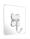 KK5 Seamless Adhesive Hooks 13.2lb(Max) Utility Stainless Steel Hook for Towel Bathrobe Coats,Bathroom Kitchen and Nail Free Transparent Heavy Duty Wall Hook & Ceiling Hanger