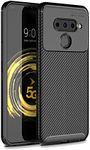 LG V50 Case, LG V50 ThinQ Case, Cruzerlite Carbon Fiber Texture Design & Leather Texture Design Back Cover Anti-Scratch Shock Absorption for LG V50 ThinQ (Carbon Black)