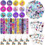Roller Skate Party Favors Party Bags Fillers 98PCS Roller Skating Birthday Party Supplies Decoration with Slap Bracelets, Stickers, Key Chains, Pin Badges and Temporary Tattoos for Kids Boys Girls