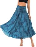 Adigaber Womens 2in 1 Vintage Maxi Skirt Floral Print Bohemia High Waist Summer Long Dresses Elegant A-Line Skirt for Party Beach Photos