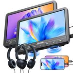 GOnavidio 10.1" Portable DVD Players for Car with HDMI Input, 5-Hour Battery, 2 Headphones, Dual Car DVD Players for Back Seat Support USB/TF Card, Last Memory, Play Same/Different Movies