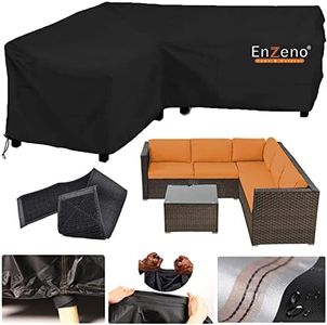 Enzeno Garden Furniture Cover, L-Shape, Protective Cover for Garden Furniture, Waterproof, Windproof, Tarpaulin for Outdoor Corner Sofa, Corner Lounge Group, Lounge Furniture, Rectangular Cover (255 x