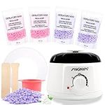 ANGNYA Waxing Kit Professional Wax Warmer with Hard Wax Beads 400g and Wax Heater Spatulas 20pcs, One Silicone Pot and Clean Paper Rings 5pcs