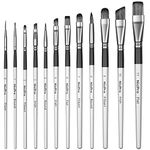 Nicpro 12 PCS Acrylic Paint Brushes Artist Taklon Small Painting Brush Set for Watercolour Oil Gouache Miniatures Face Body Shoes Craft Model, Beginner & Adult Art Paintbrushes