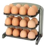 Belle Vous Egg Storage Holder for 24 Eggs - Plastic Refrigerator/Fridge Safe Container - Space-Saving 3-Layer Kitchen Egg Dispenser/Organiser Box