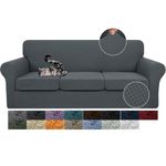 JIVINER Newest 4 Pieces Couch Covers for 3 Cushion Couch Stretch Sofa Slipcover with 3 Seat Cushion Covers Thick Fitted Couch Cover for Pet Dogs Furniture Protector (Sofa, Dark Gray)