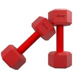FitBox Sports 6kg Hexa Dumbbells Set (3kg x 2) Exercise and Fitness Training Kit - RED, Blend;Polypropylene (PP)
