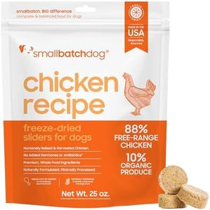 Smallbatch Pets Freeze-Dried Premium Raw Food Diet for Dogs, 25oz, Chicken Recipe, Bulk Bag, Made in The USA, Organic Produce, Humanely Raised Meat, Hydrate and Serve Patties, Wholesome & Healthy