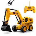 KAIJUN Remote Control JCB Toy for Kids Big Size | RC Excavator Construction Truck with Movable Digging Shovel | Anti-Skid Rubber Tires | Indoor & Outdoor Play | Gift for Boys Girls 3+ Years 8037