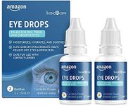 Amazon Basic Care Eye Drops with Sodium Hyaluronate 0.2% and Flower Distilled Water, 15 ml, Pack of 2