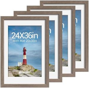 TENIBYC 24x36 Picture Frame Set - 4 Pack, Walnut Solid Wood Photo Frames - Displays Photos 20x30 with Mat or 24 x 36 without - Room, Office, Gallery, Studio, and Hallway Decor - Wall Hanging