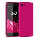 kwmobile Case Compatible with Apple iPhone SE (2022) / iPhone SE (2020) / iPhone 8 / iPhone 7 Case - Soft Slim Protective TPU Silicone Cover - Neon Pink