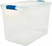 HOMZ 2 Pack, Large Clear Plastic Storage Bins w/Latching Lids, 112 Quart, Blue