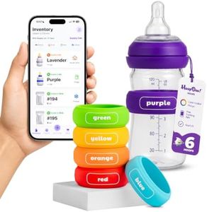 HoopDee NFC Breast Milk Bands with Free App Integration for Breast Milk Labels & Formula Management, Dishwasher-Safe Silicone, Color-Coded Sets (6 Bands)