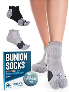 Doctor's Select 2 Pairs Bunion Socks for Women and Men - Copper & Bamboo Viscose infused Bunion Relief Socks | Toe Separator, Black Grey