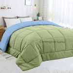 ARLinen Reversible Down Alternative Blanket 400 GSM Comforter-All Season Ultra Soft Duvet Insert 4 Loops-Box Stitched- Machine Washable - Sage and Blue