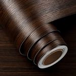 FunStick 40CM x 6M Thick Dark Walnut Wood Contact Paper for Countertops Furniture Cabinet Peel and Stick Wallpaper Wood Grain Contact Paper Self Adhesive Vinyl Removable Brown Wood Wallpaper for Desk