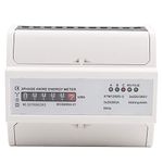 Digital KWh Meter, 3-Phase 4 Wire Electric Meter with 6-Digit Display 220/380V DIN-Rail Kilowatt Hour Meter, 400imp/kWh