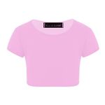 Kids Girls Neon Fluorescent Plain Short Sleeve Crop Tops T-Shirt Tee Top Dance Wear Gymnastic Fancy Dress Colour: Baby Pink - Size: 11-12 Years