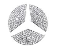 QAWACHH Steering Crystal Caps Compatible for Mercedes Cars-Bling Emblem Badge Cover Trim Circle Ring Center Interior Decorations-49mm