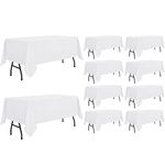 sancua 10 Pack White Tablecloth 60 x 84 Inch, Rectangle Table Cloth for 4ft Table - Stain and Wrinkle Resistant Washable Polyester Table Cover for Dining Wedding Banquet Party Buffet Restaurant