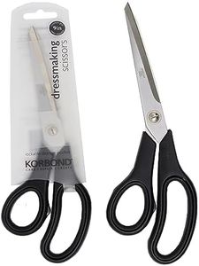 Korbond DRESSMAKING SCISSORS 9 INCH by – Soft Grip Professional Scissors, Household Scissors, Fabric Scissors, Paper Scissors. AMBIDEXTROUS – For Right & Left Handed, Black, 110353