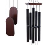 48" Extra Large Wind Chimes for Outside Deep Tone Tuned, Memorial Chimes Outdoors Clearance, Low Tone Baritone Windchimes in Sympathy, Long Wooden Bamboo Wind Chimes in Memory of A Loved One Black